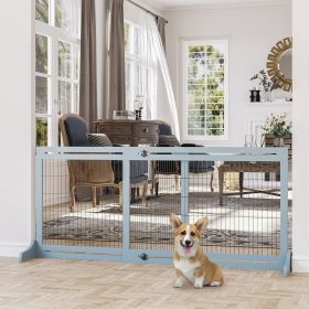72" W x 27.25" H Extra Wide Freestanding Pet Gate with Adjustable Length Dog (Option: Gray-1050x745x80 mm)