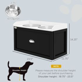 PawHut Pet Feeding Station Pet Dish Bowl Set With Storage, 2 Elevated Dog Bowls For Large Sized Dogs, White And Black (Option: White Black)