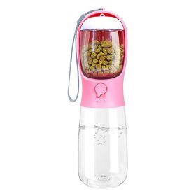 18.6OZ Portable Dog Water Bottle Pet Water Dispenser with Detachable Food Container Leak-Proof Lock Design for Dog Walking Traveling Hiking Outdo (Color: pink, size: One size)